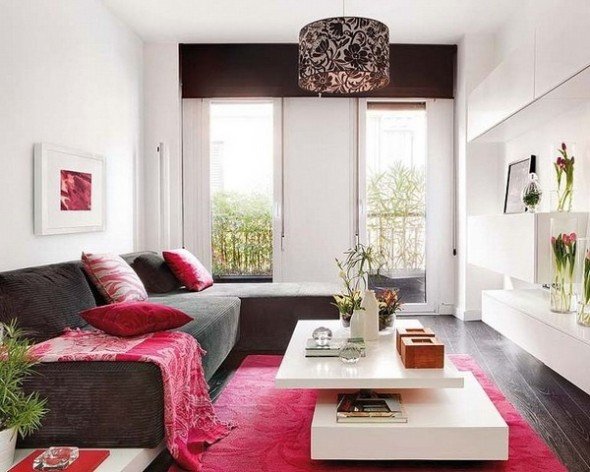 pink small living room design