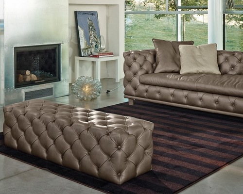 Aston Modern Baroque Leather Chaise