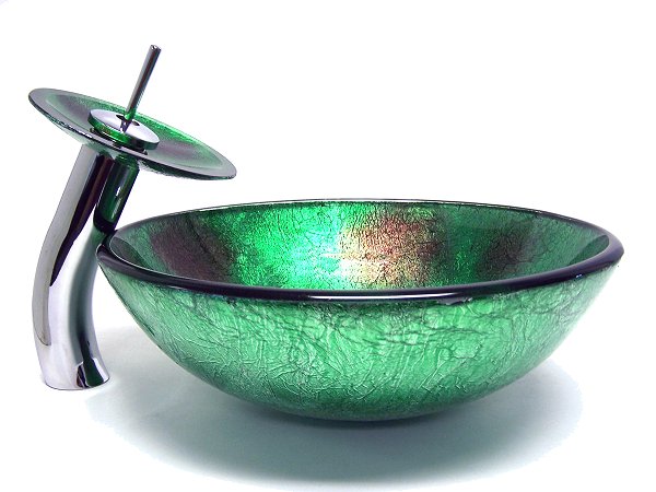 green glass bathroom sink