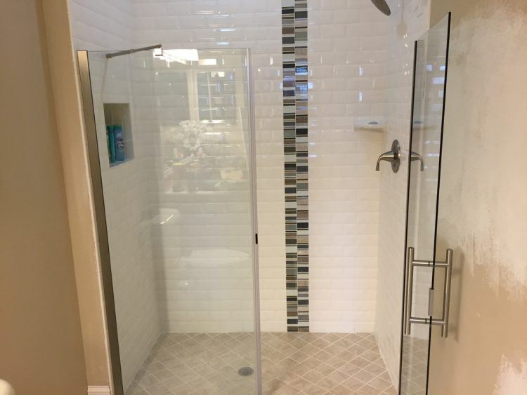 renovated modern bathroom with glass shower