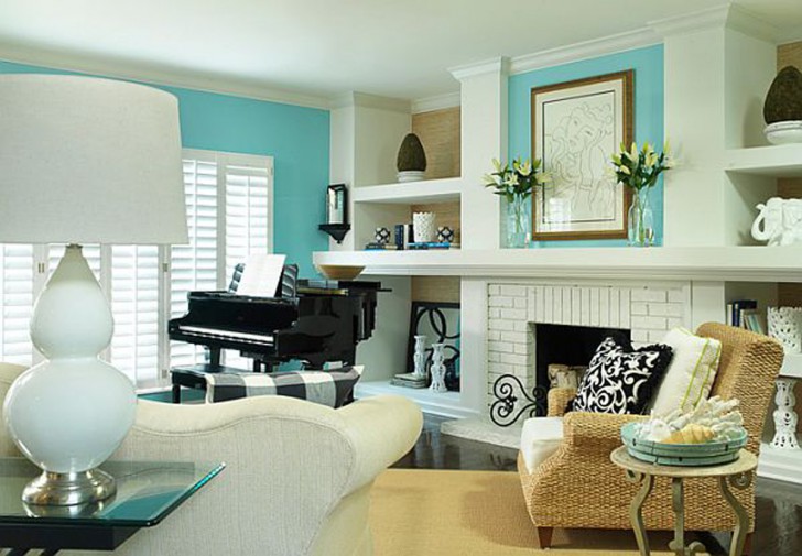 Country Living Room Blue Colors