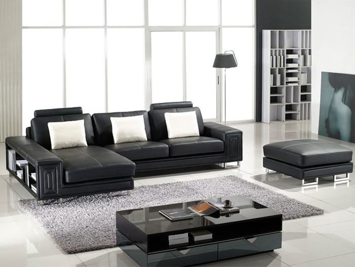 black and white leather sofa