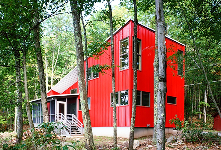 red shipping container home