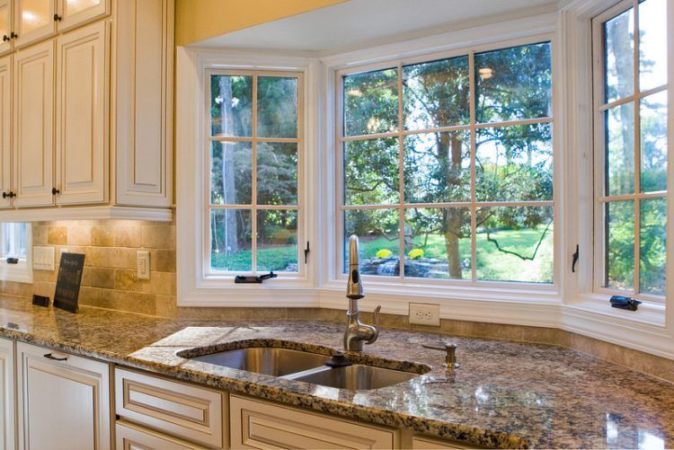 kitchen design idea with bay windows