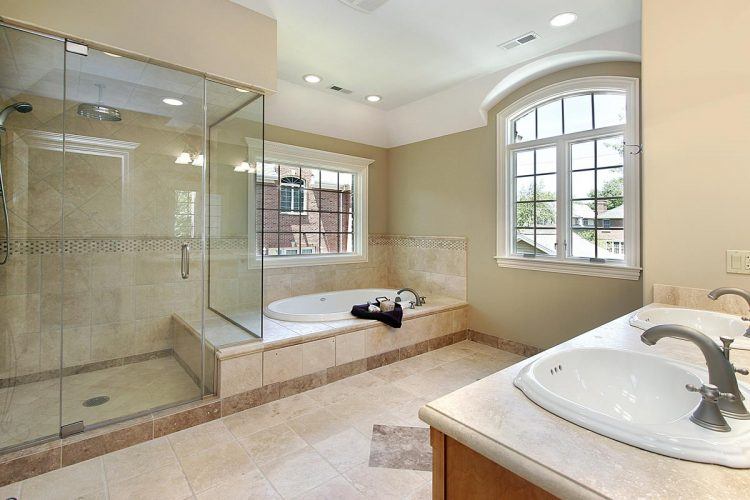 master bathroom with glass shower