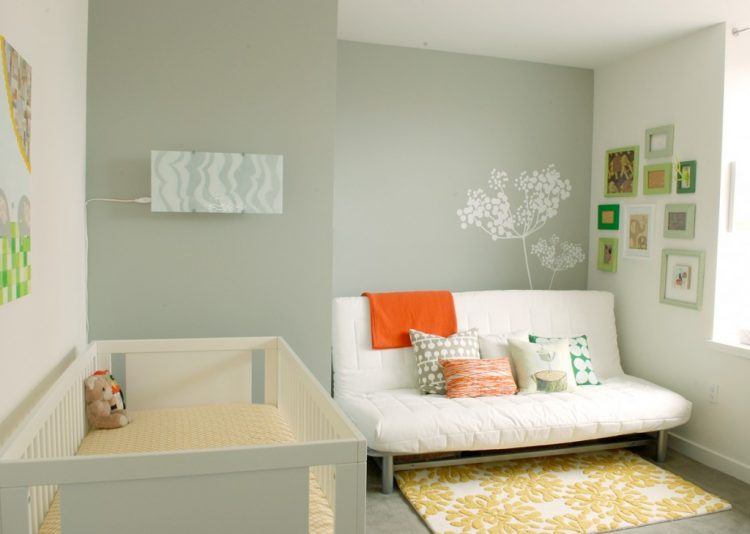 nursery with modern decor and furniture