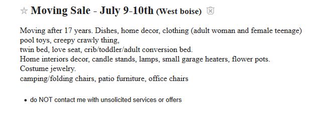 Boise Craigslist Wanted