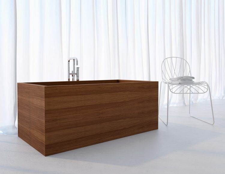 unique square wooden bath tub