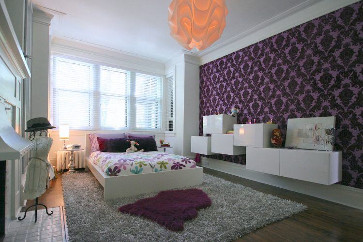 beautiful patterned purple accent wall