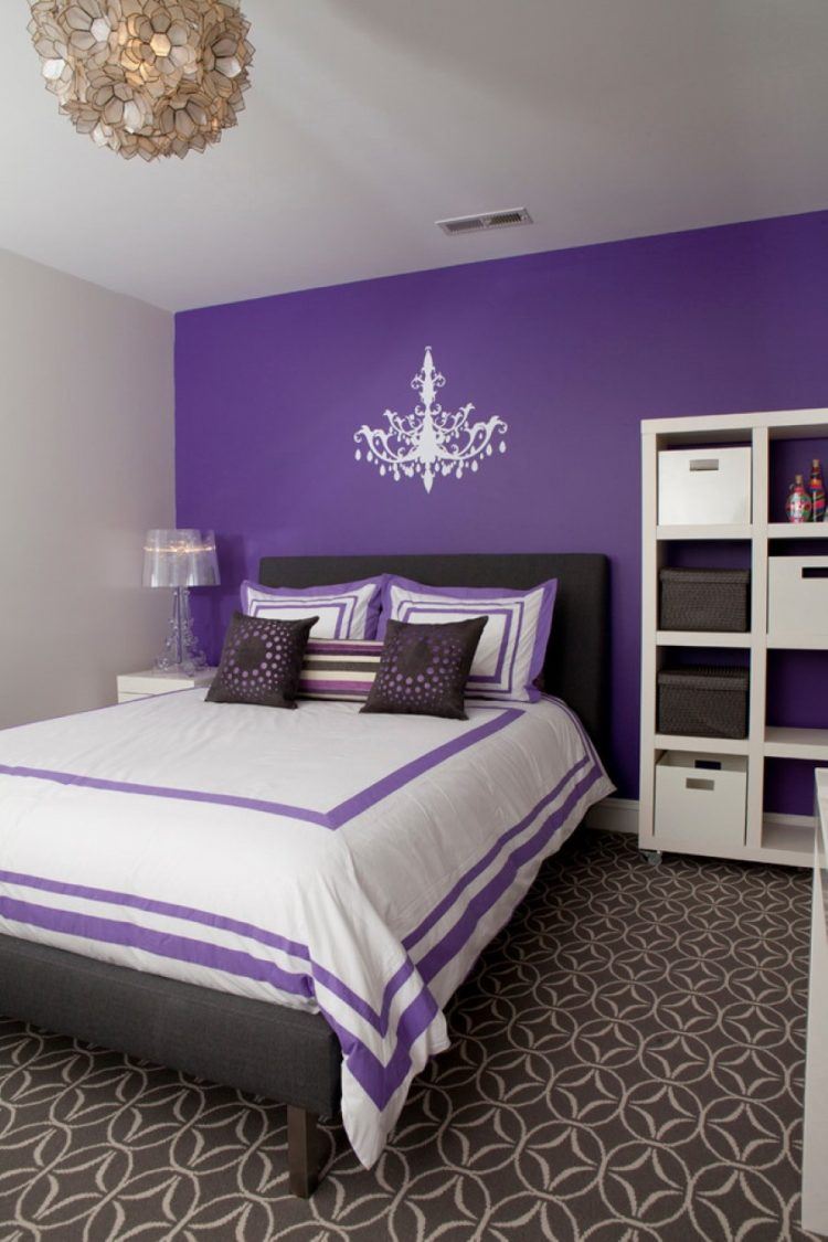 modern bedroom with purple style