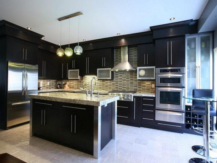 kitchen with all black cabinets