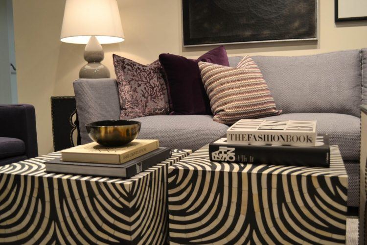 square zebra living room tables