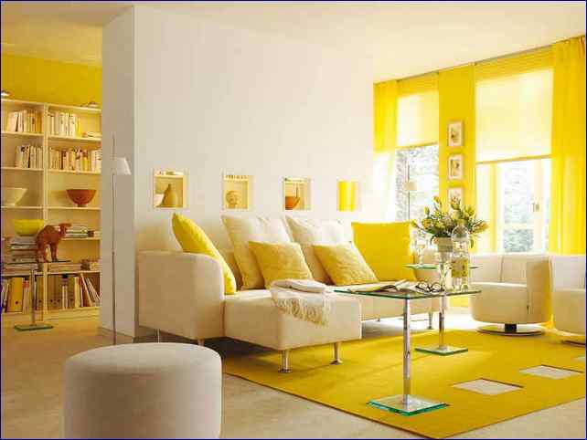 bright yellow living room