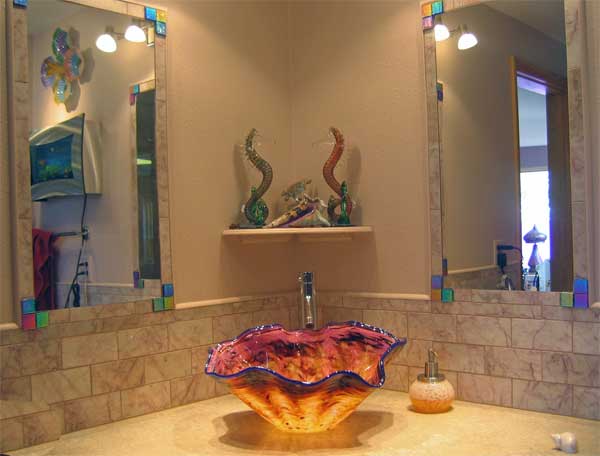 glass grab shell bathroom sink