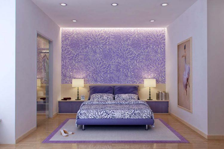 creative purple and white accent wall