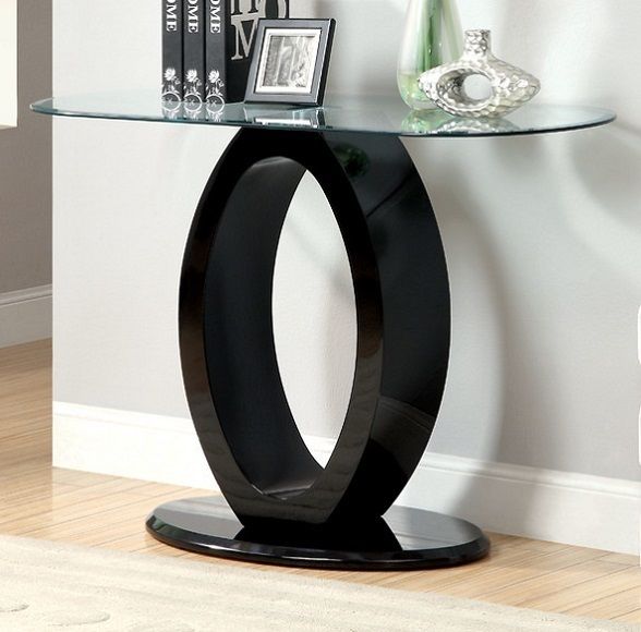 contemporary console table with black base