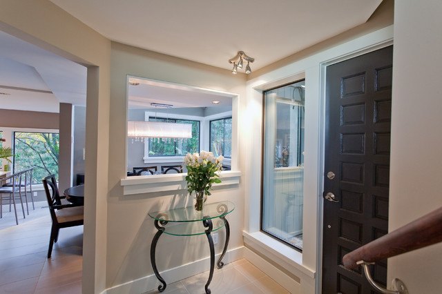 contemporary glass table near door