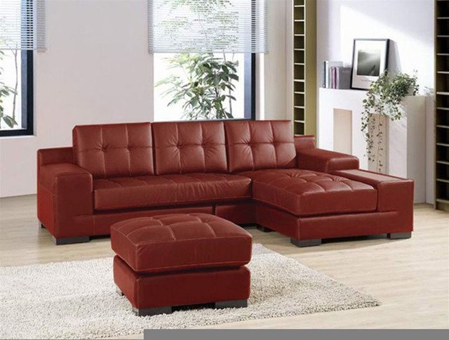 orange contemporary leather sofa