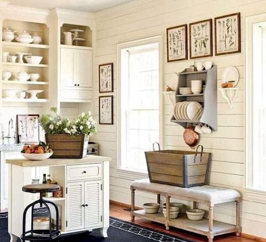 cozy farmhouse kitchen with cool decorations