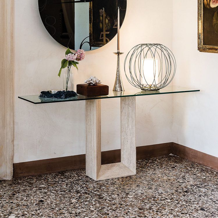 glass top hallway table with rectangle base