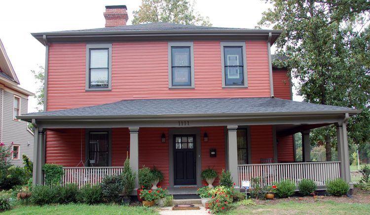 simple red country style house