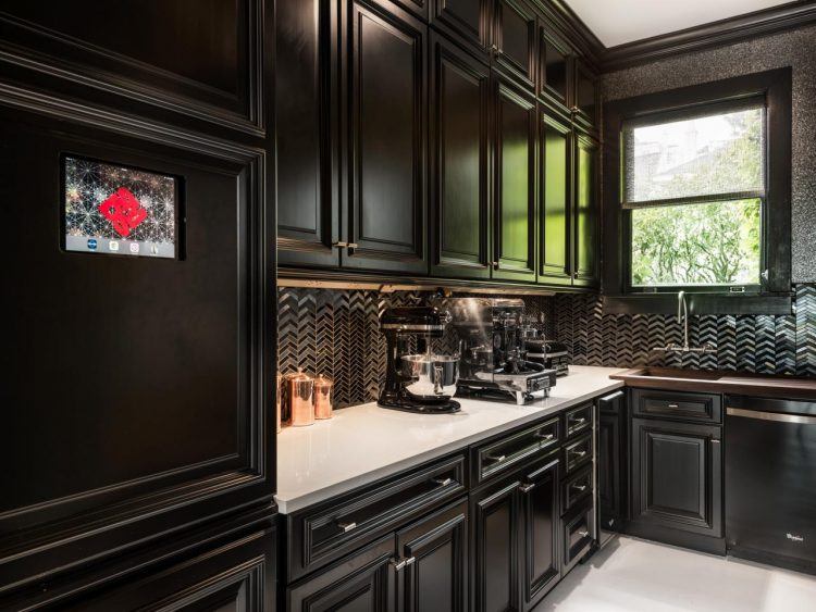 kitchen with dark color scheme