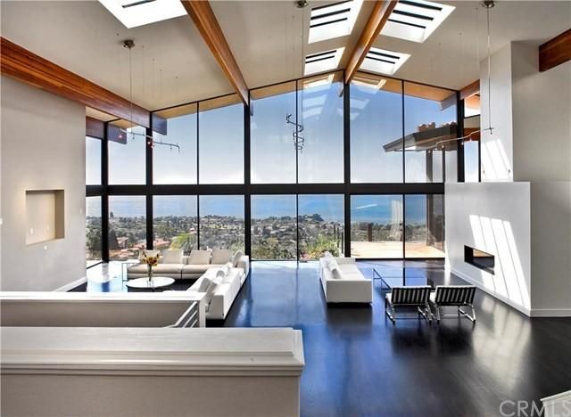 living room with high ceilings