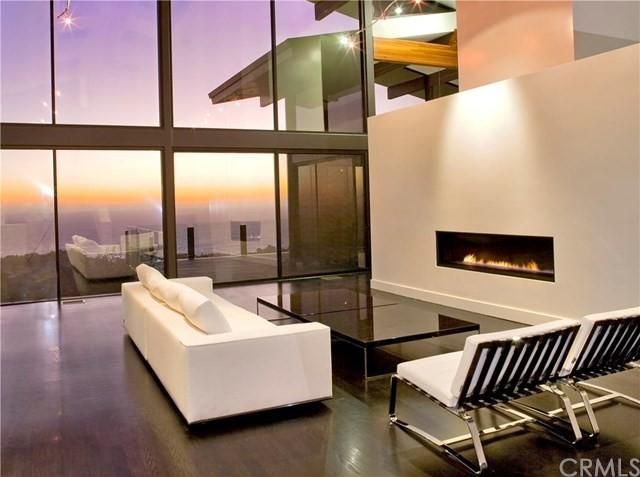 living room with glass table