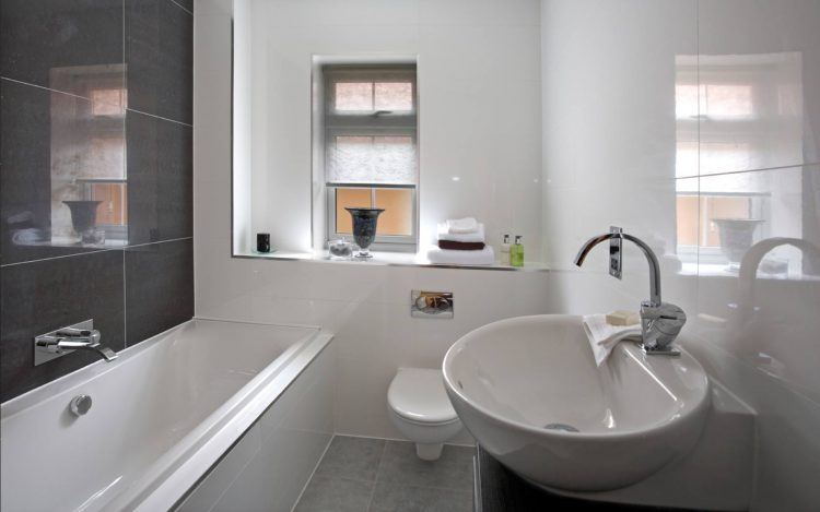 fascinating small bathroom with all white design