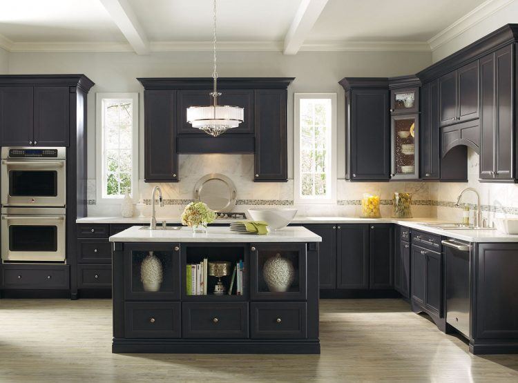 custom built black cabinets