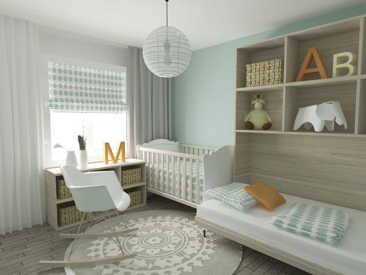 nursery with white baby crib