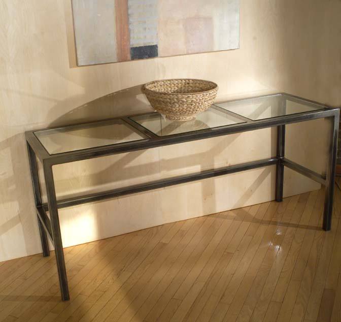 simple glass hallway table