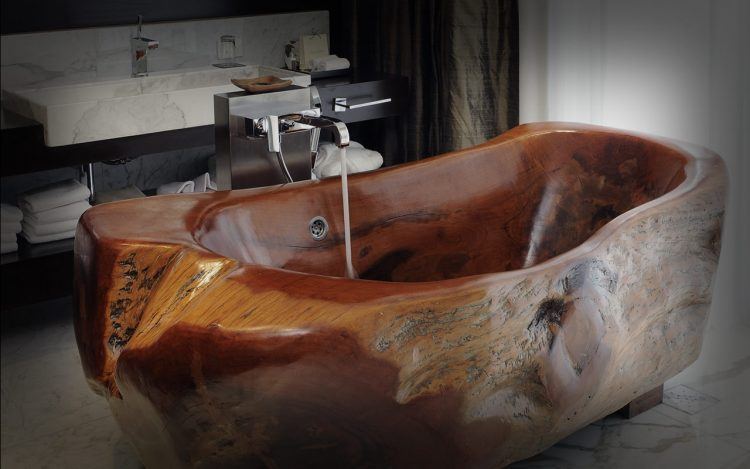 gorgeous large wooden bath tub