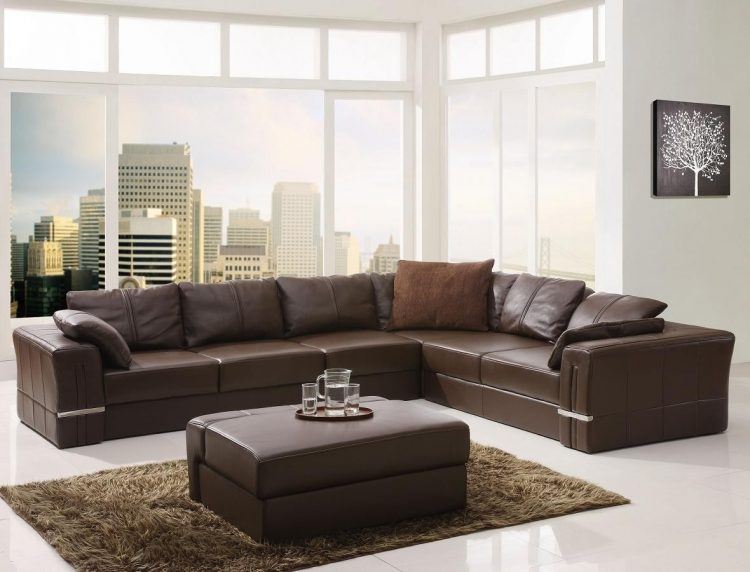 leather sectional couch with leather table