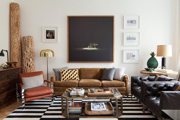 living room with accent pillows