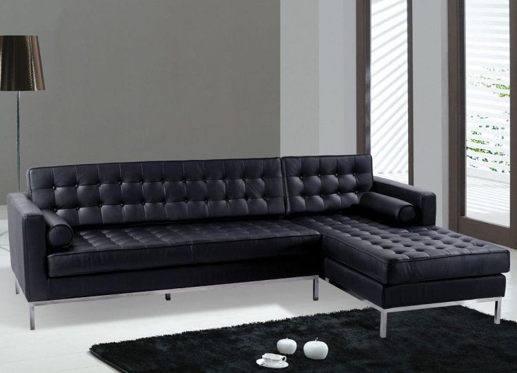 black leather modern sofa design