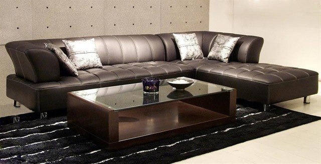 modern brown leather sofa