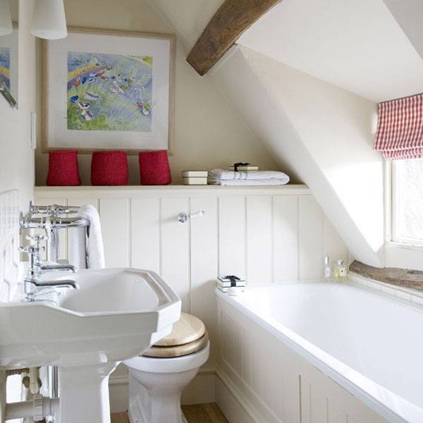 small bathroom with slanted ceilings