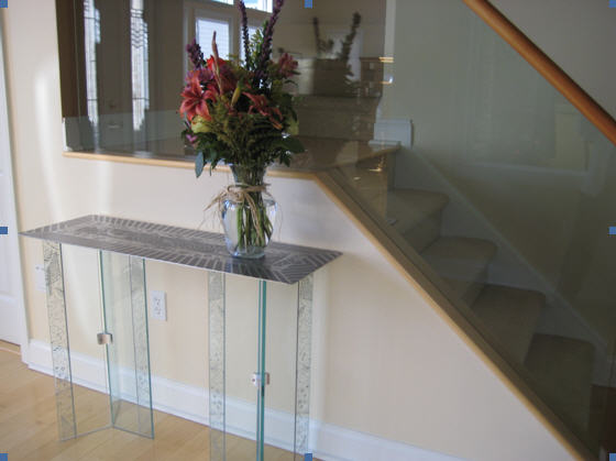 unique glass hallway table