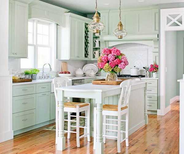 modern kitchen with vintage decorations