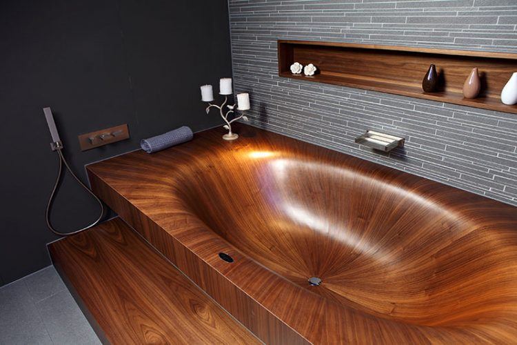 beautiful wooden bath tub