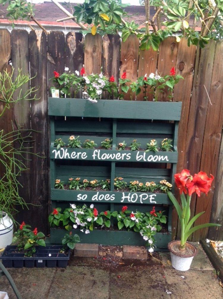 vertical wooden flower bed