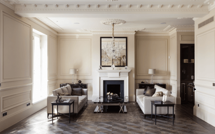 lavish living room with tile flooring