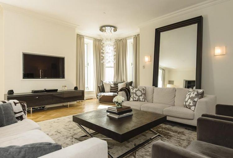 stunning living room with white couch 