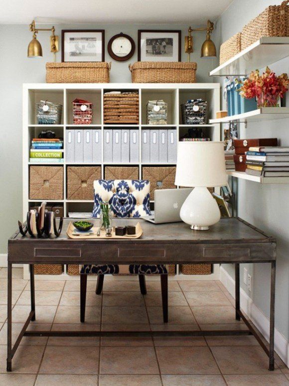 home office decor with cube storage 