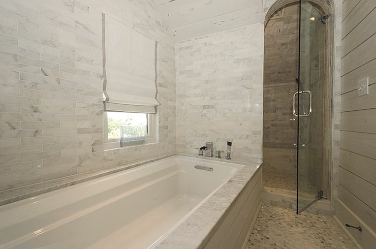 modern bathroom with large tub