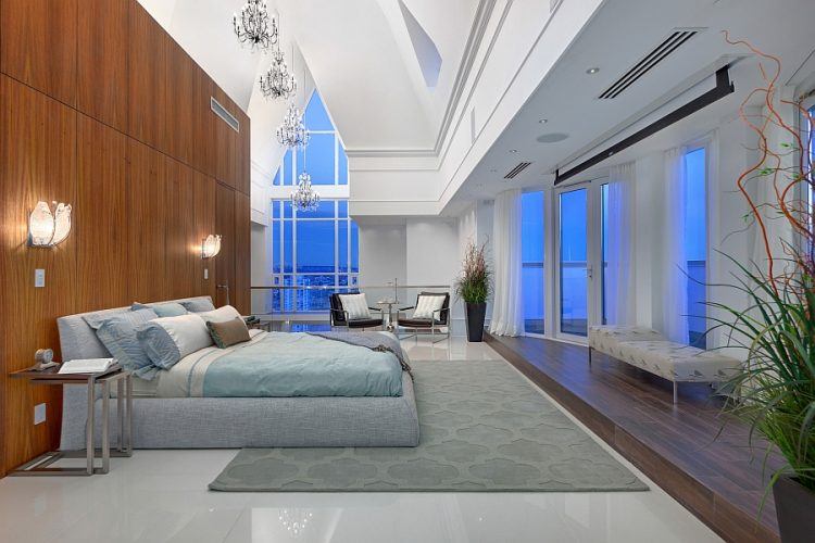 amazing bedroom with large windows