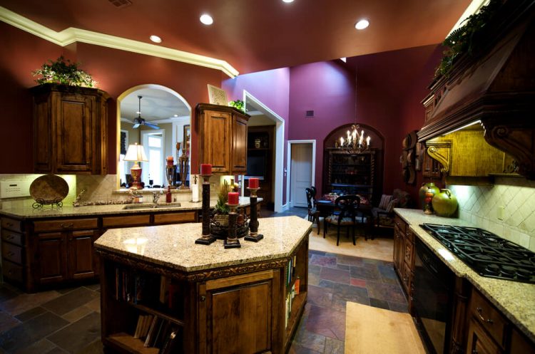 Angled kitchen island