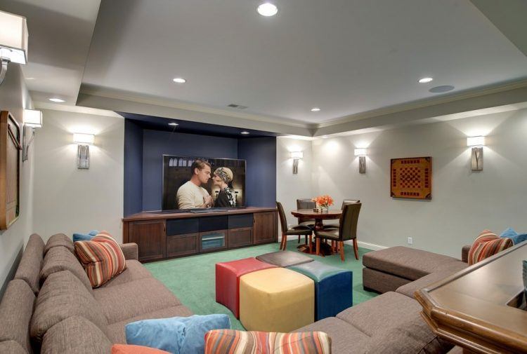 simple basement living room design