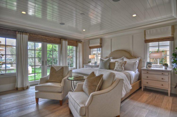 bedroom with beach window treatments